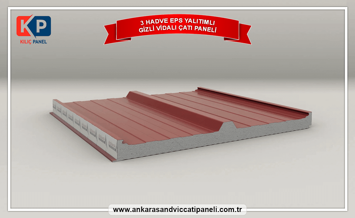 3 Hadve Eps Yalıtımlı Gizli Vidalı Çatı Paneli