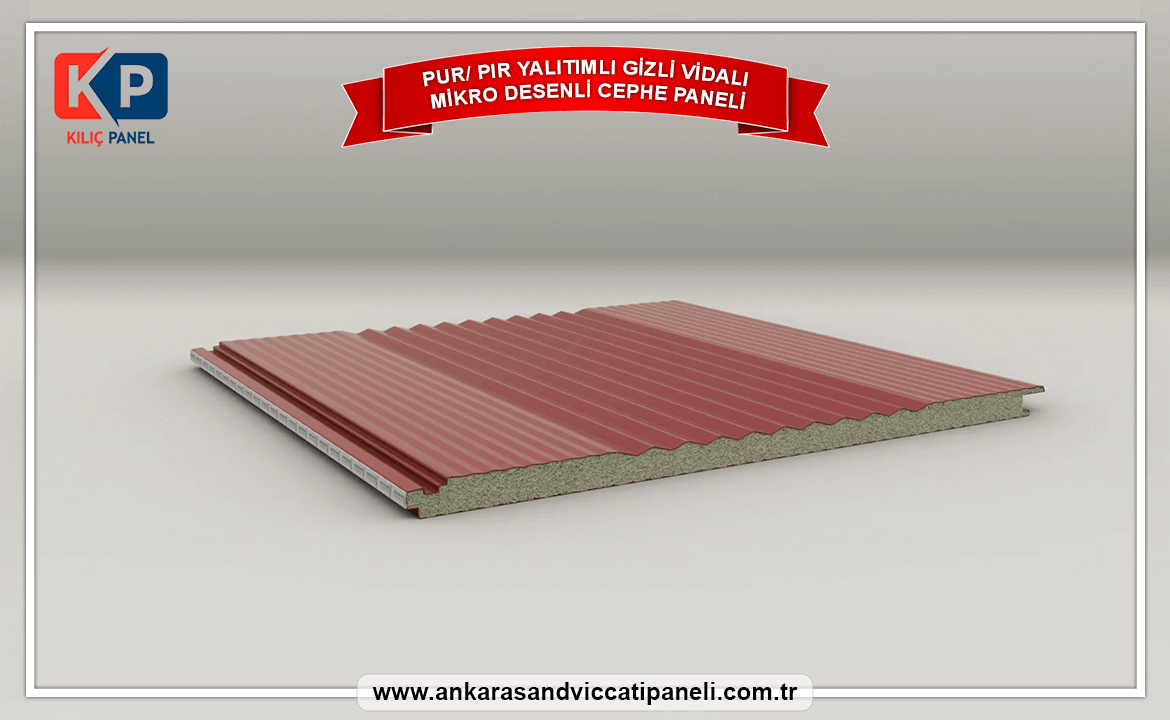 Pur/Pır Yalıtımlı Gizli Vidalı Mikro Desenli Cephe Paneli