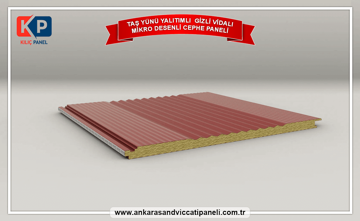 Taş Yünü Yalıtımlı Gizli Vidalı Mikro Desenli Cephe Paneli